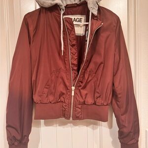 Garage Women's Maroon bomber  Jacket with Hood size S